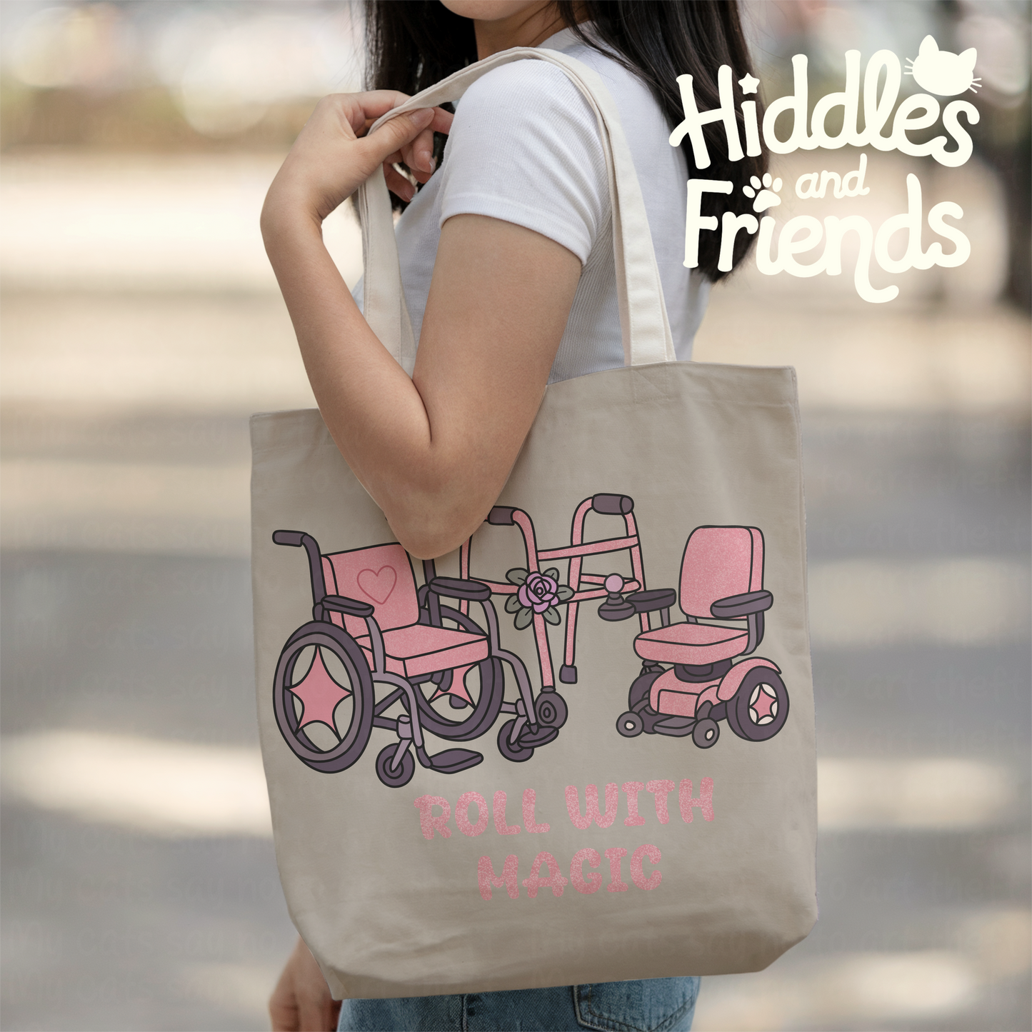 Roll With Magic – Coquette Pink Glitter Mobility Aid Sticker