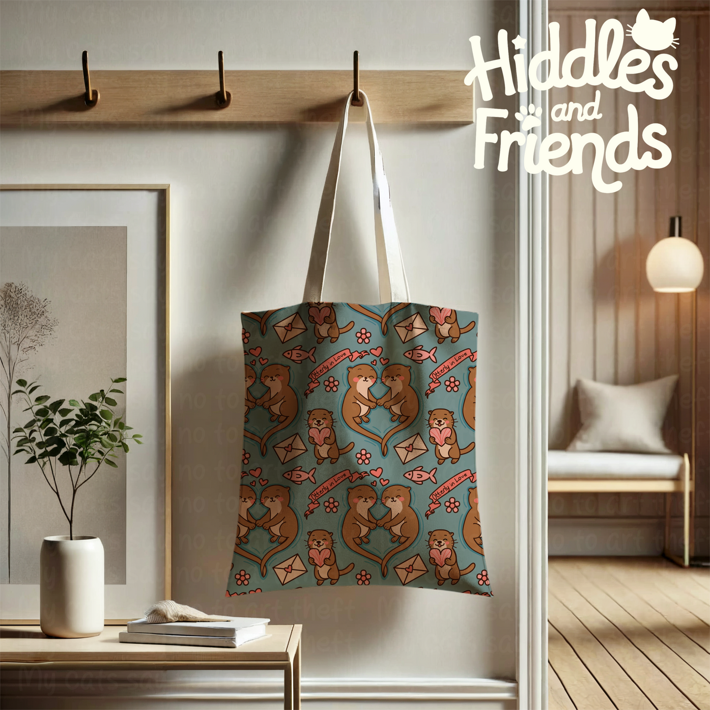 Otterly in Love Valentine Seamless Pattern