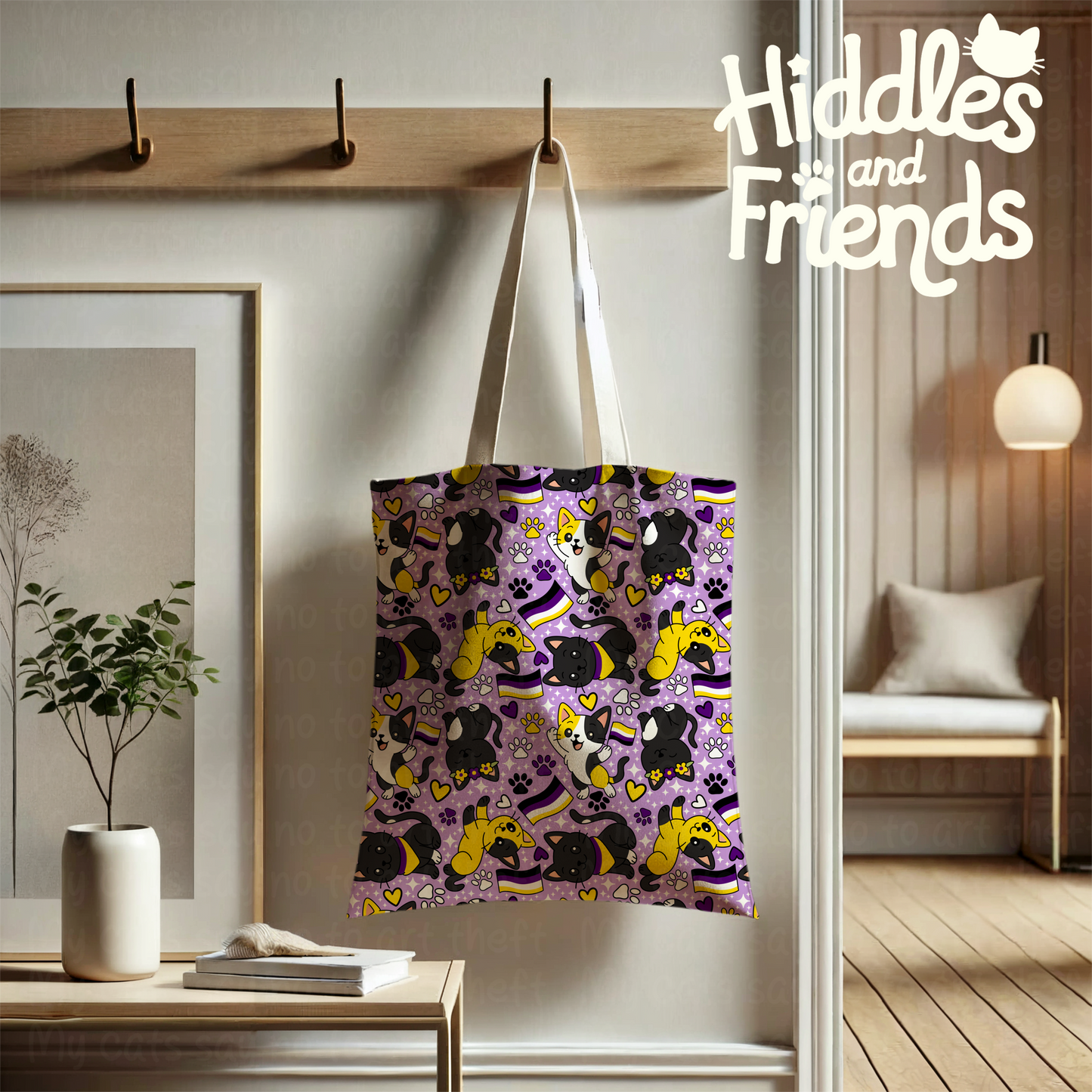 Nonbinary Pride Cats Seamless Pattern