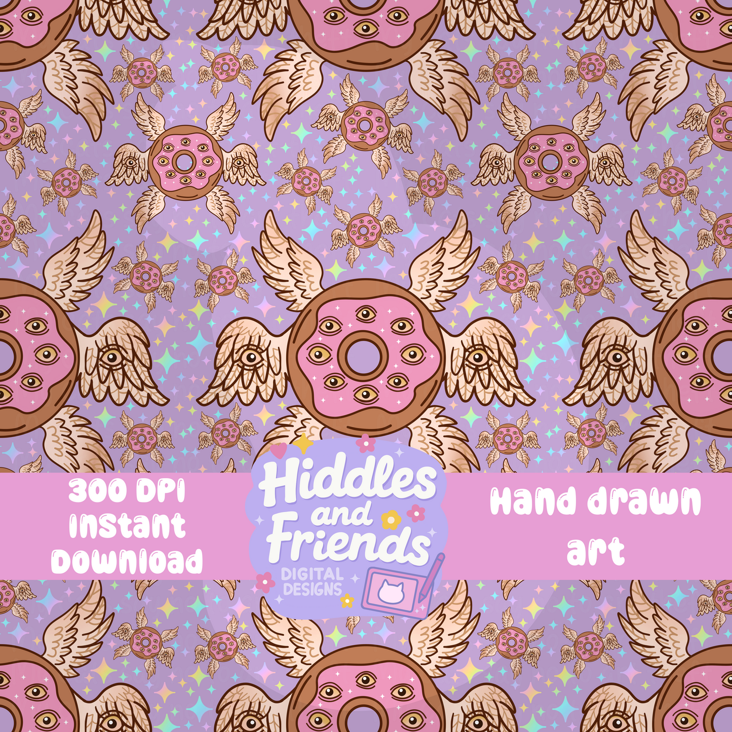 Holy Donut Biblically Accurate Angel Seamless Pattern