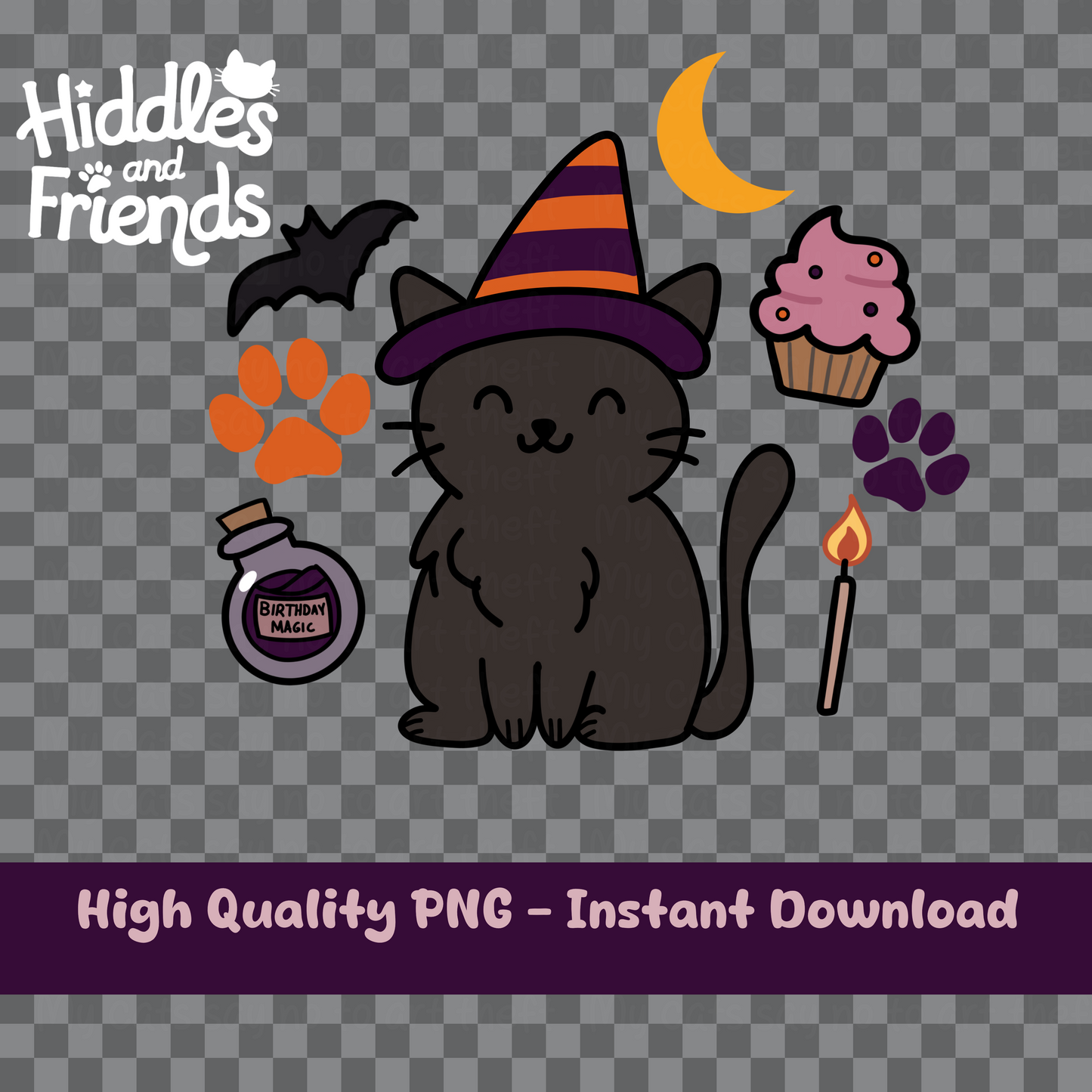 Birthday Magic Cat Digital Sticker