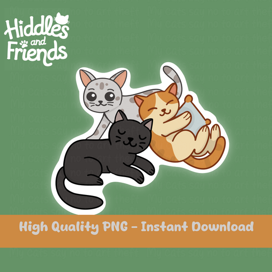 Cute Cat Trio Digital Sticker
