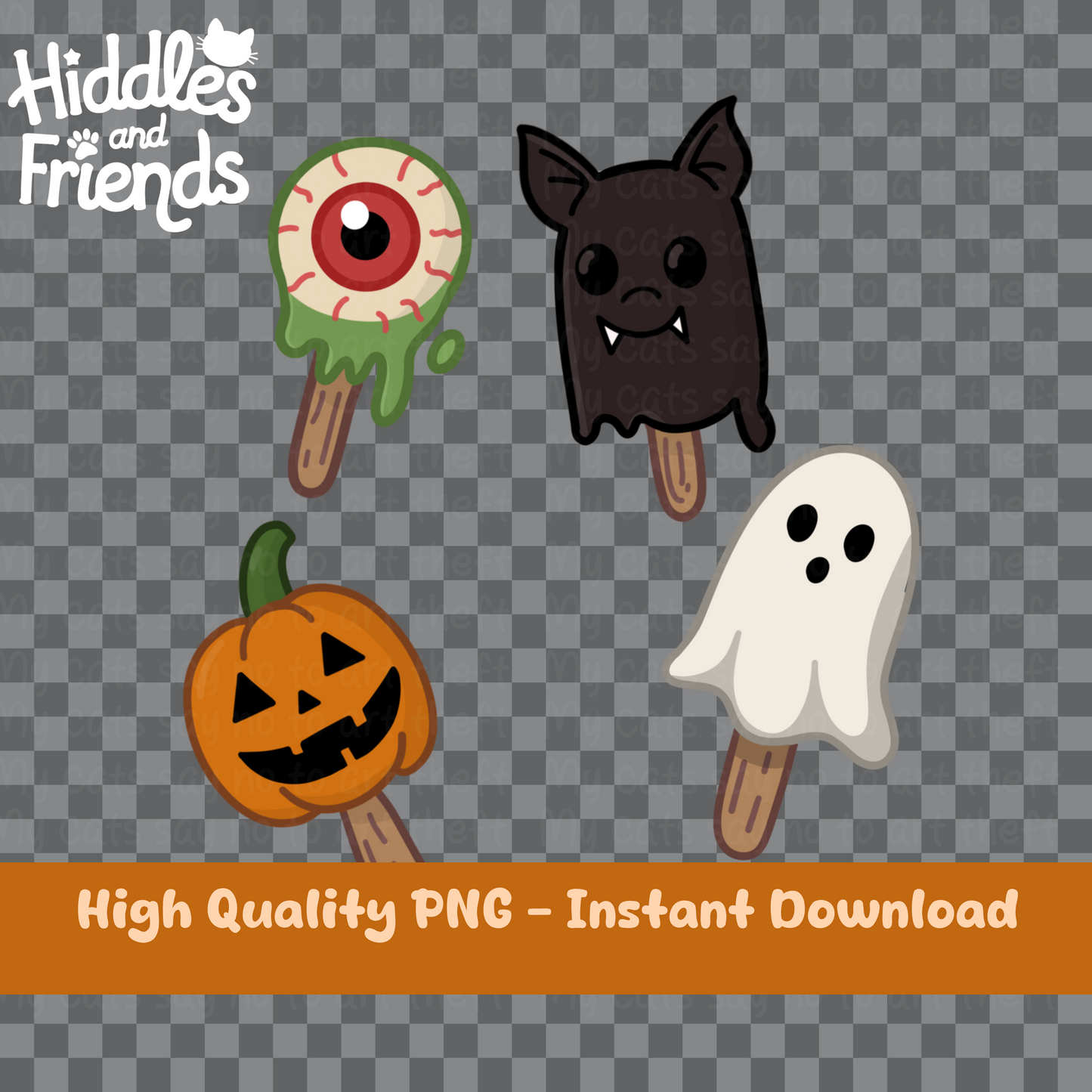 Summerween Popsicle Clipart Set – 4 Spooky Ice Cream Elements