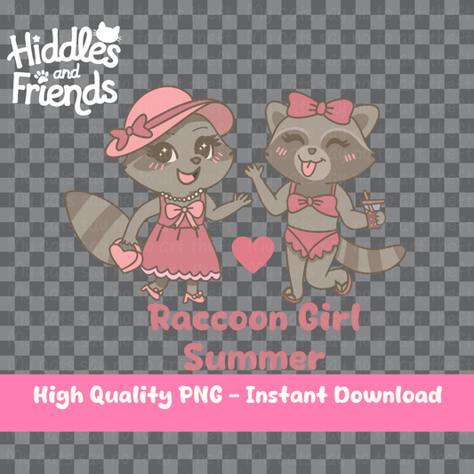 Raccoon Girl Summer PNG Sticker