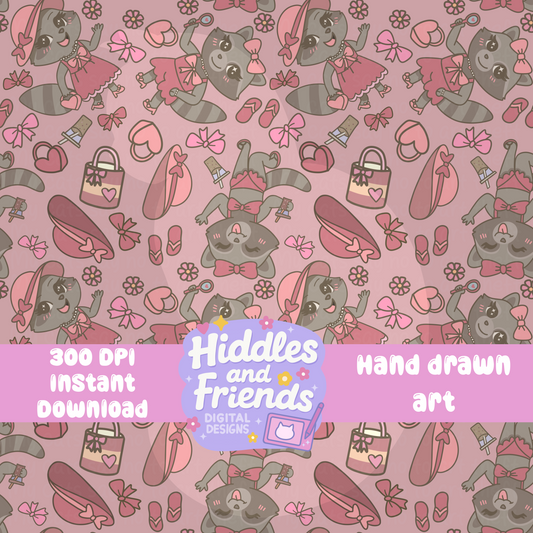 Raccoon Girl Summer Seamless File