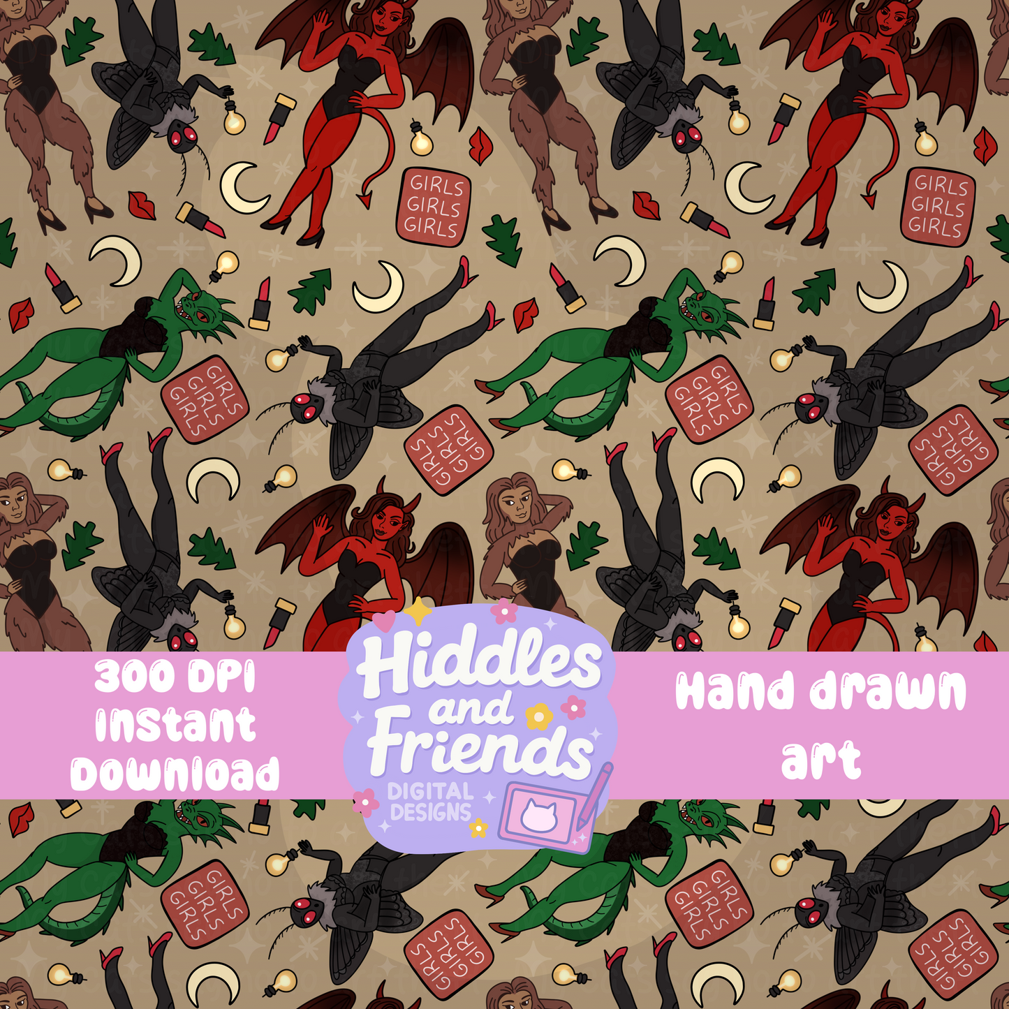 Mothma'am and Friends Cryptid Cuties Seamless File