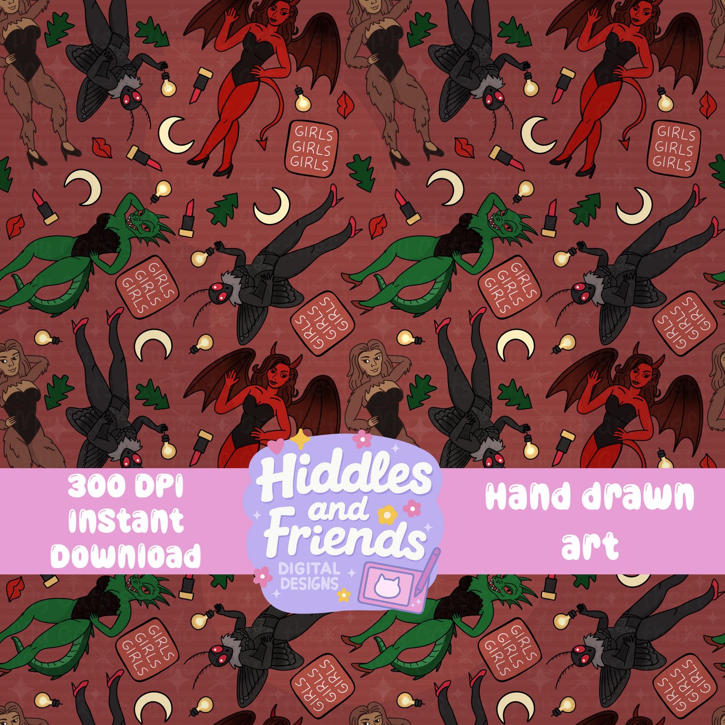 Mothma'am and Friends Cryptid Cuties Seamless File