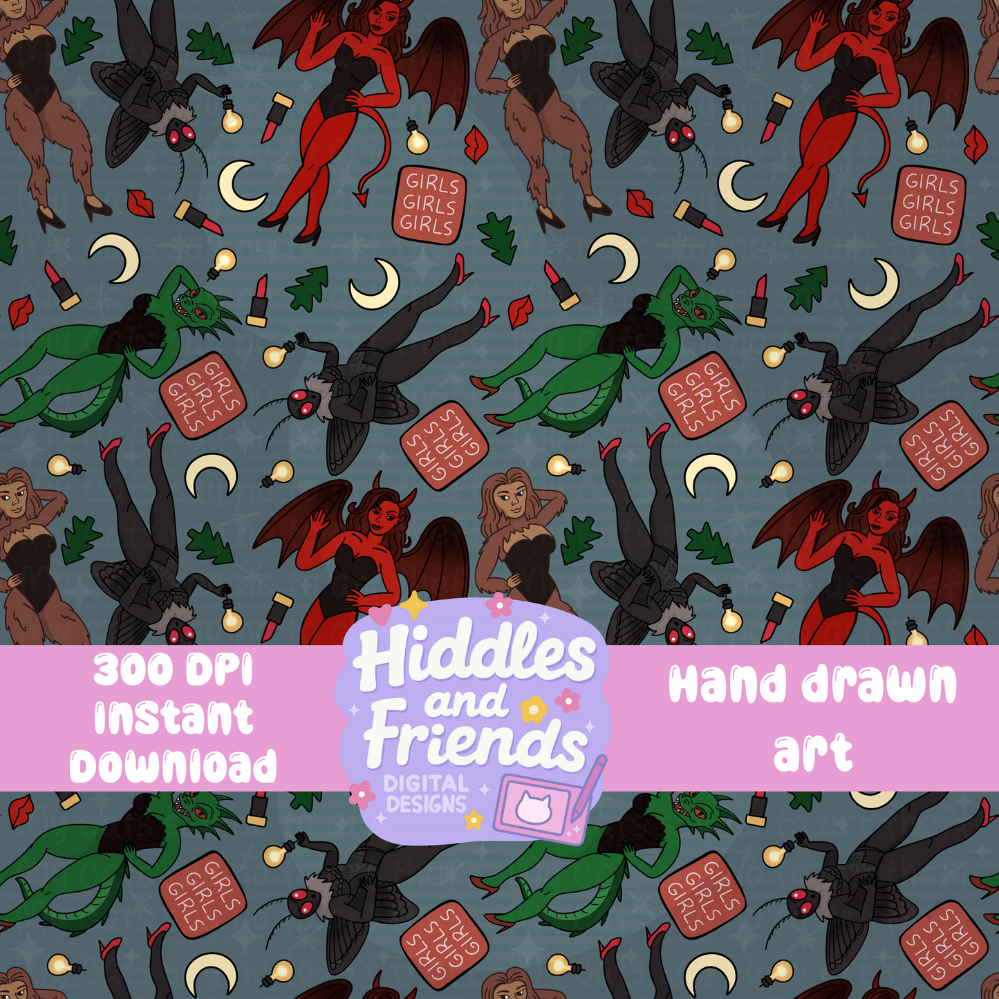 Mothma'am and Friends Cryptid Cuties Seamless File