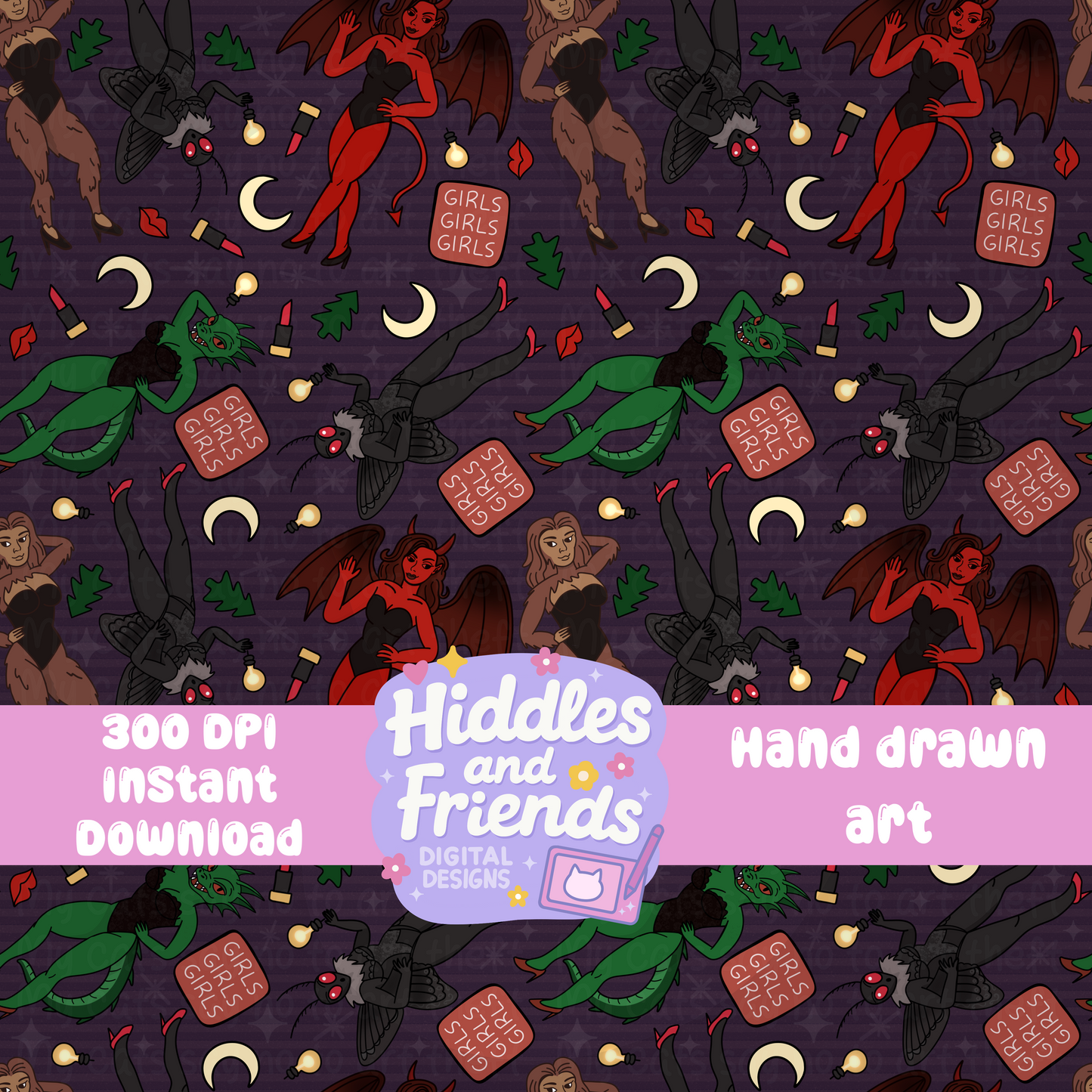 Mothma'am and Friends Cryptid Cuties Seamless File