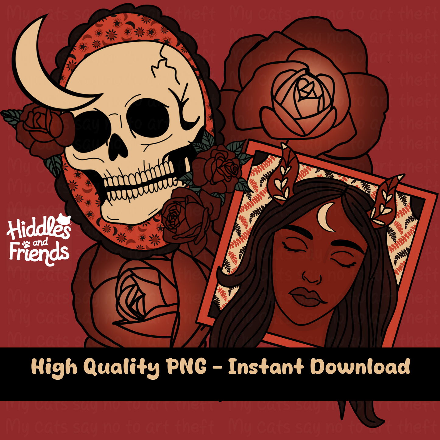 Witch Skull and Moon Digital Sticker