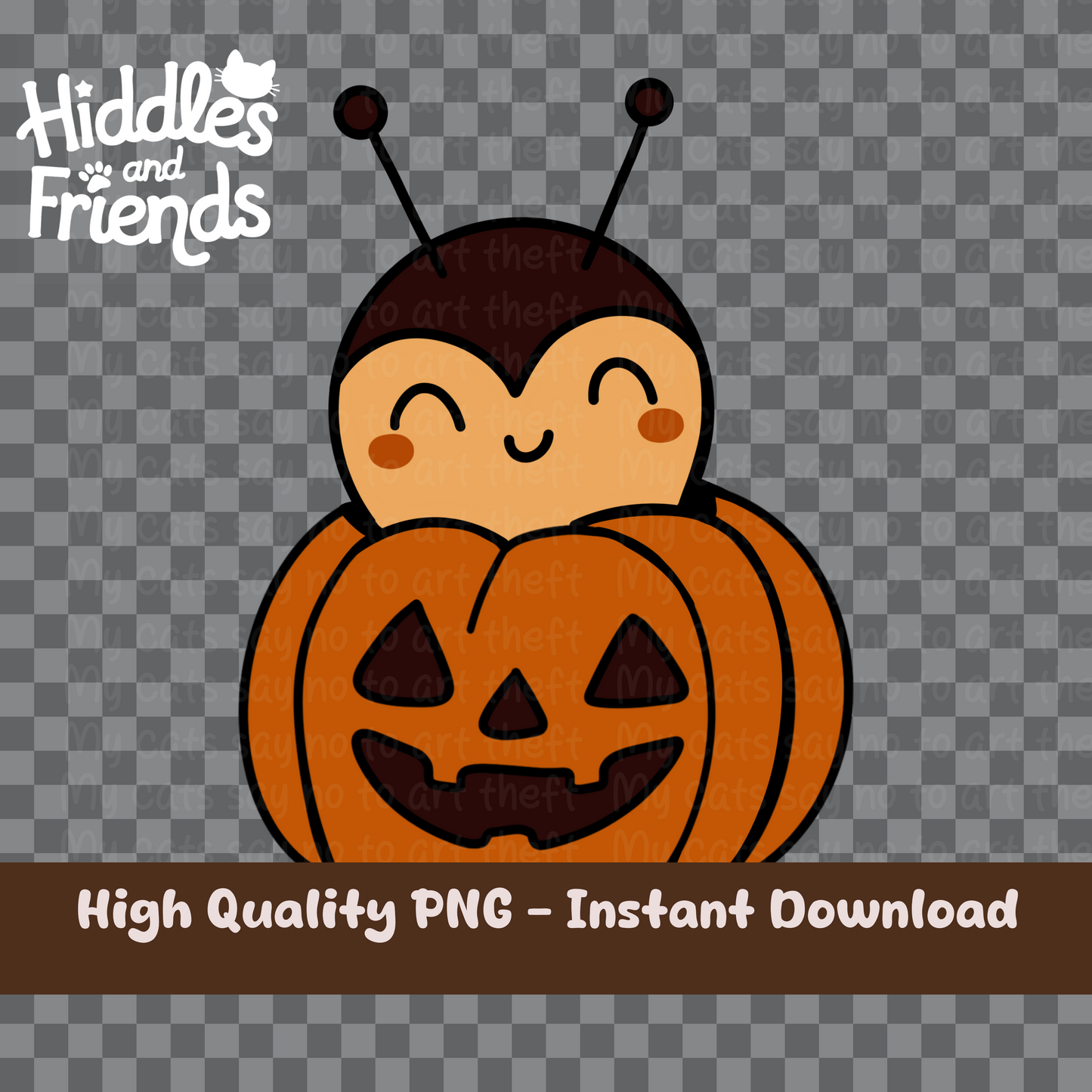 Cute Halloween Ladybug in Pumpkin PNG