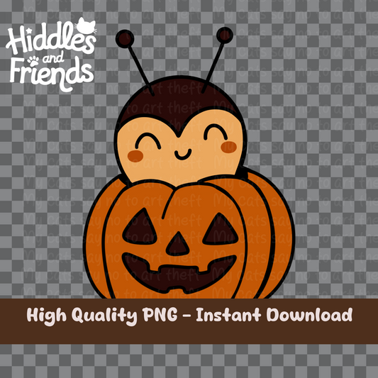 Cute Halloween Ladybug in Pumpkin PNG