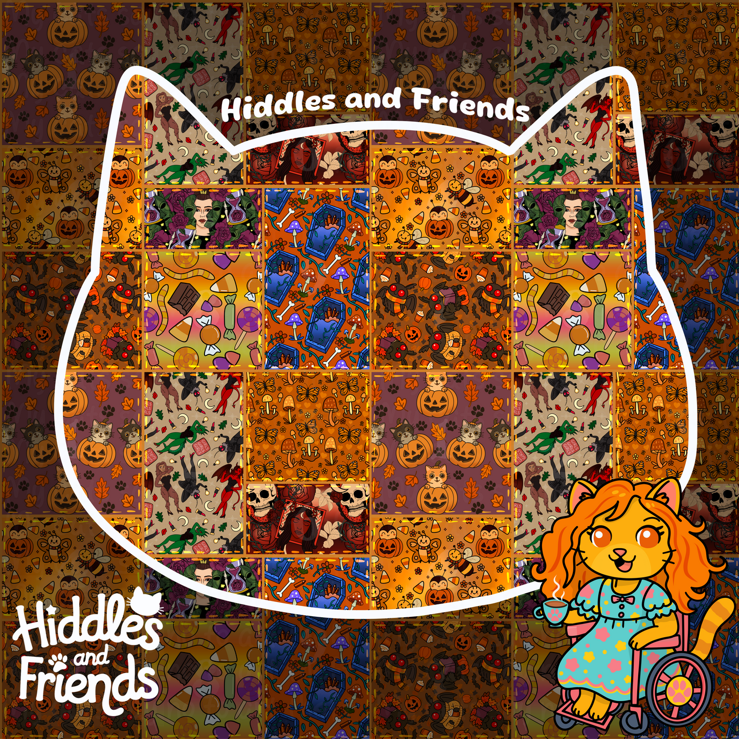 Spooky Autumn Patchwork Seamless Pattern