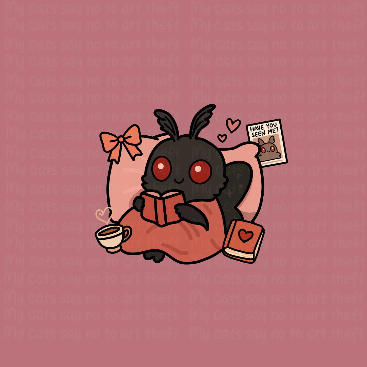 Bookish Coquette Mothman Digital Sticker