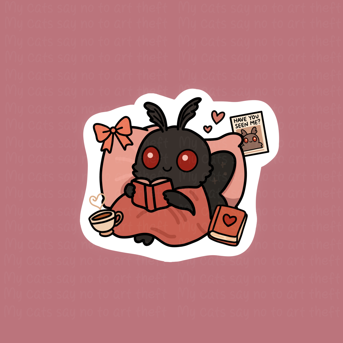 Bookish Coquette Mothman Digital Sticker