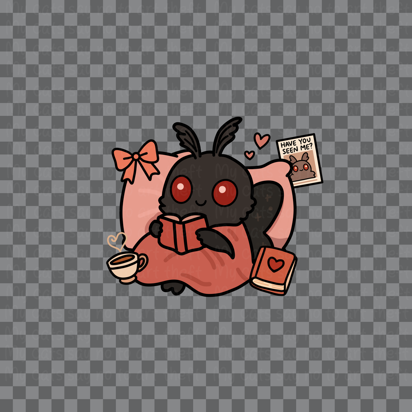 Bookish Coquette Mothman Digital Sticker