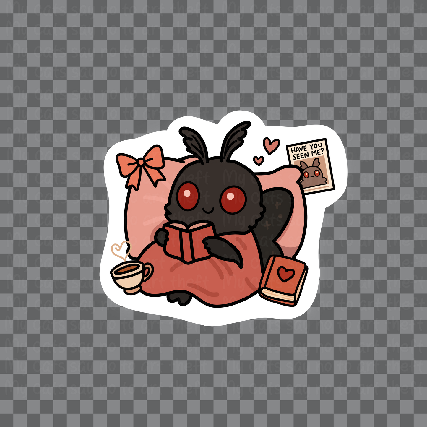Bookish Coquette Mothman Digital Sticker