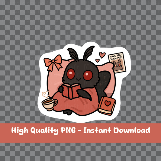 Bookish Coquette Mothman Digital Sticker