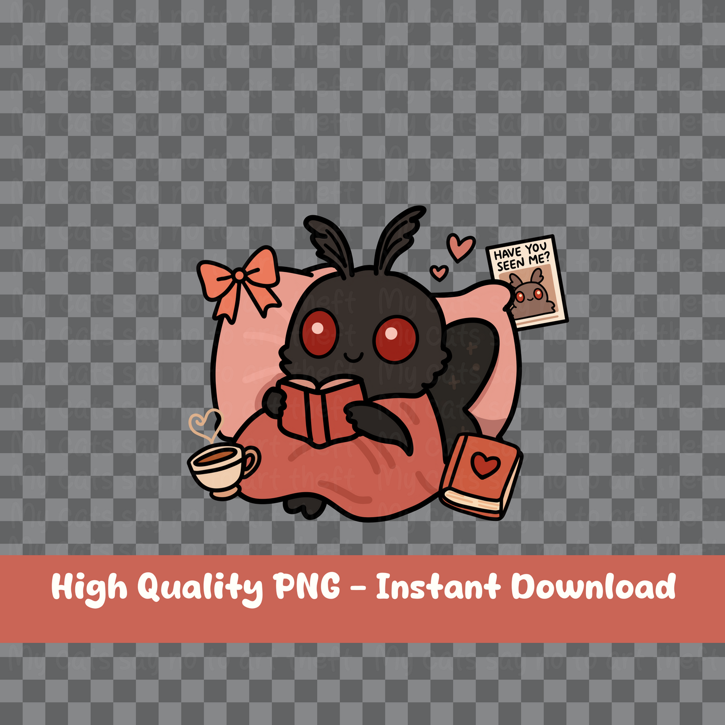 Bookish Coquette Mothman Digital Sticker