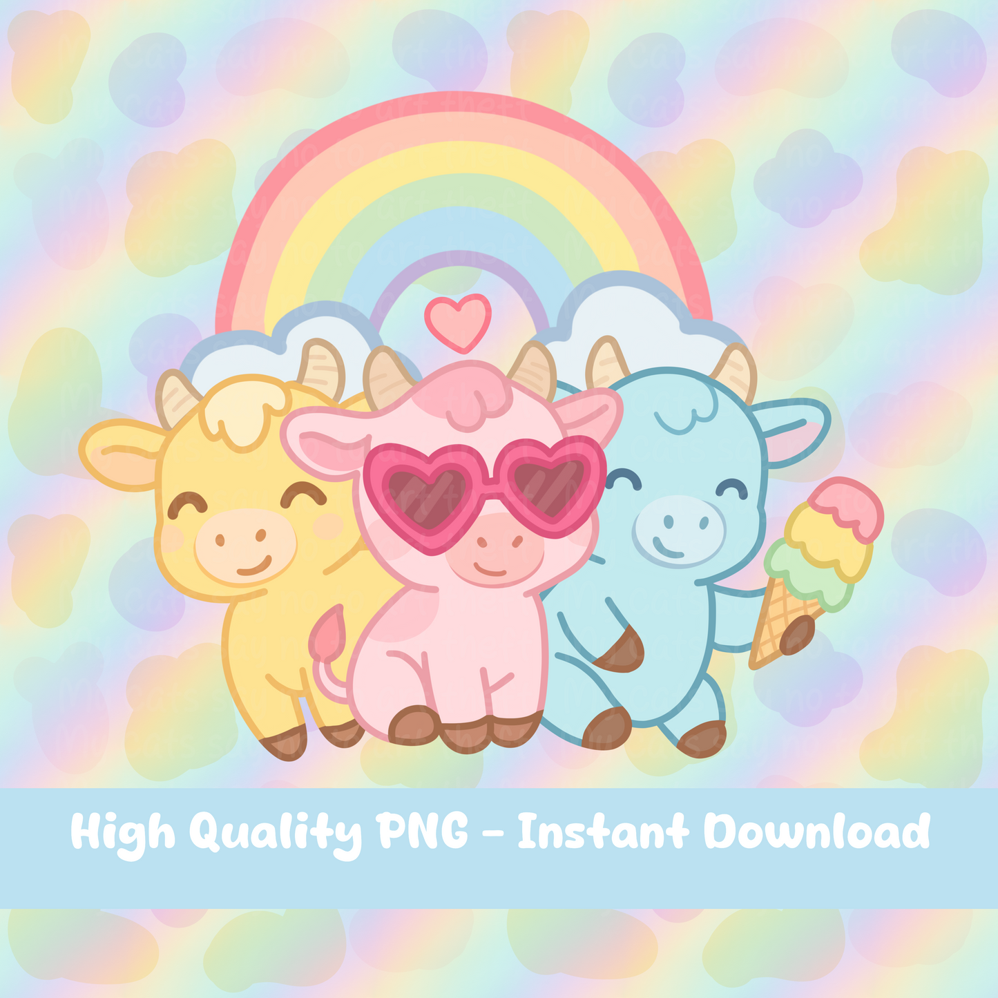 Pastel Summer Cows Digital Sticker