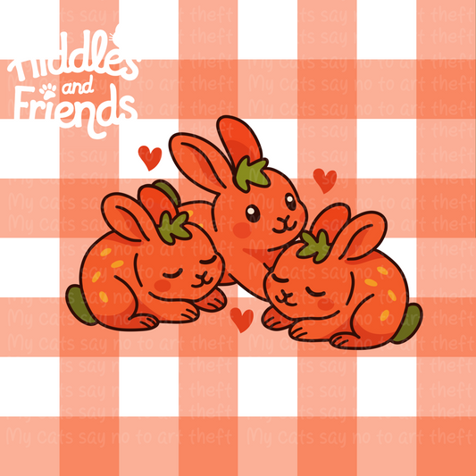 Strawberry Bunny Snuggle Digital Sticker