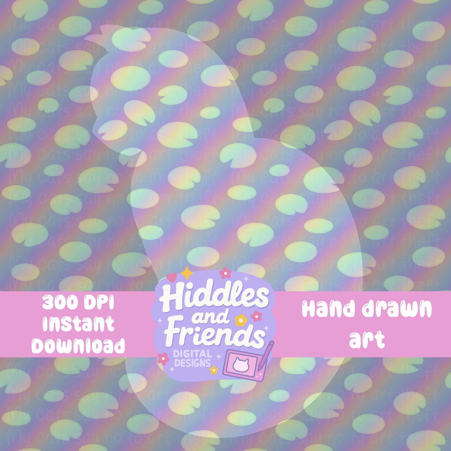 Magical Rainbow Lily Pad Background – Seamless Coordinating File for Starry Frogs