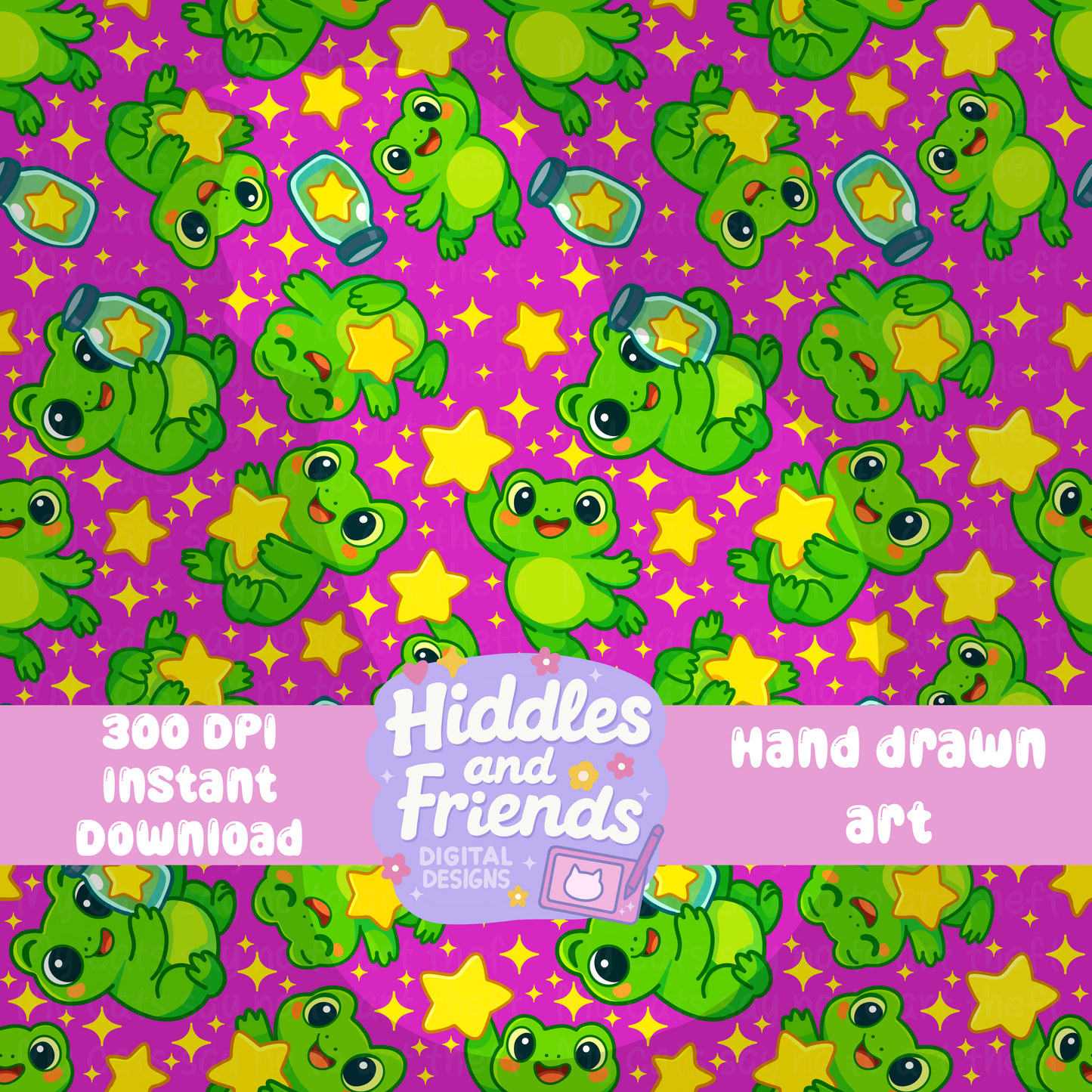 Starry Frogs Seamless Pattern