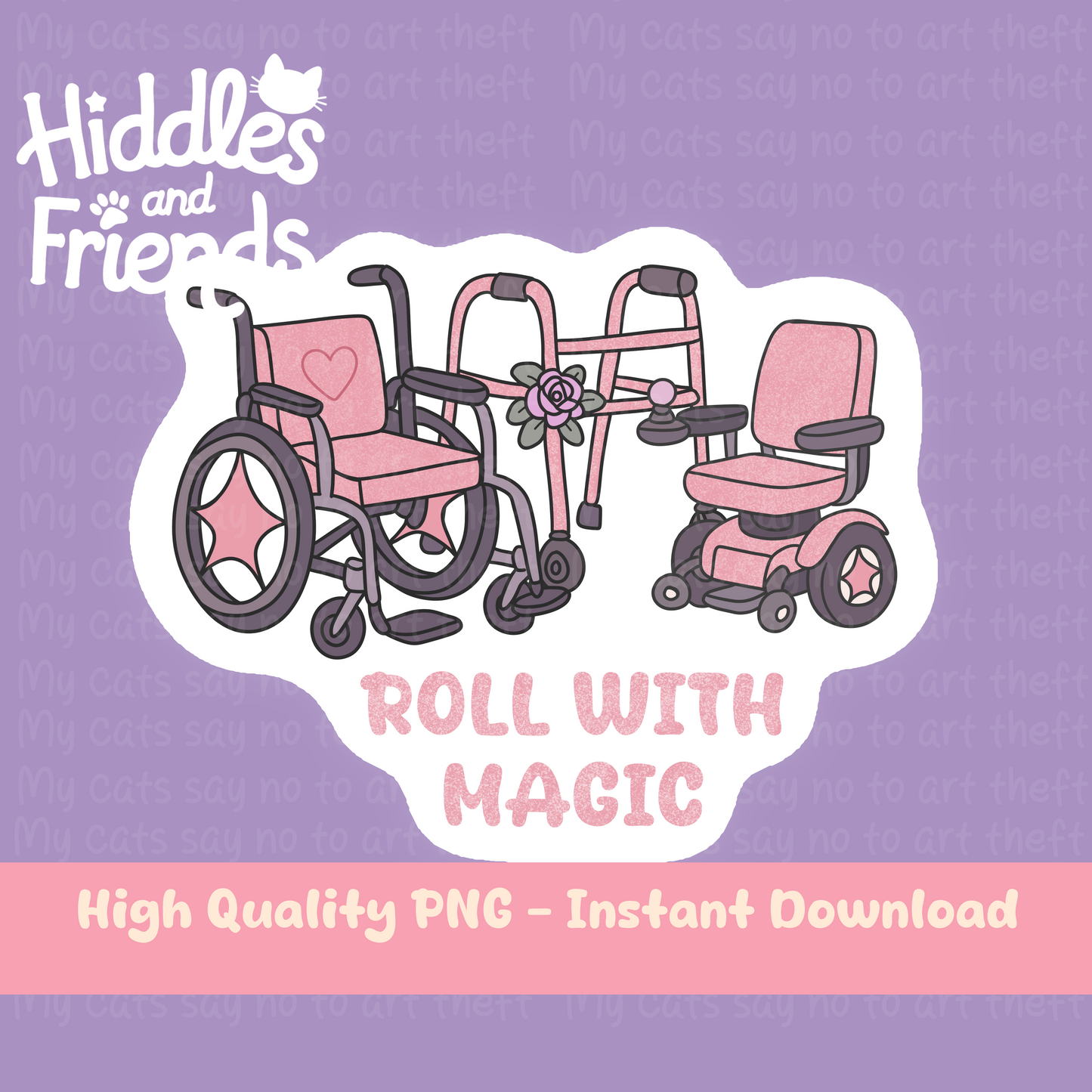 Roll With Magic – Coquette Pink Glitter Mobility Aid Sticker