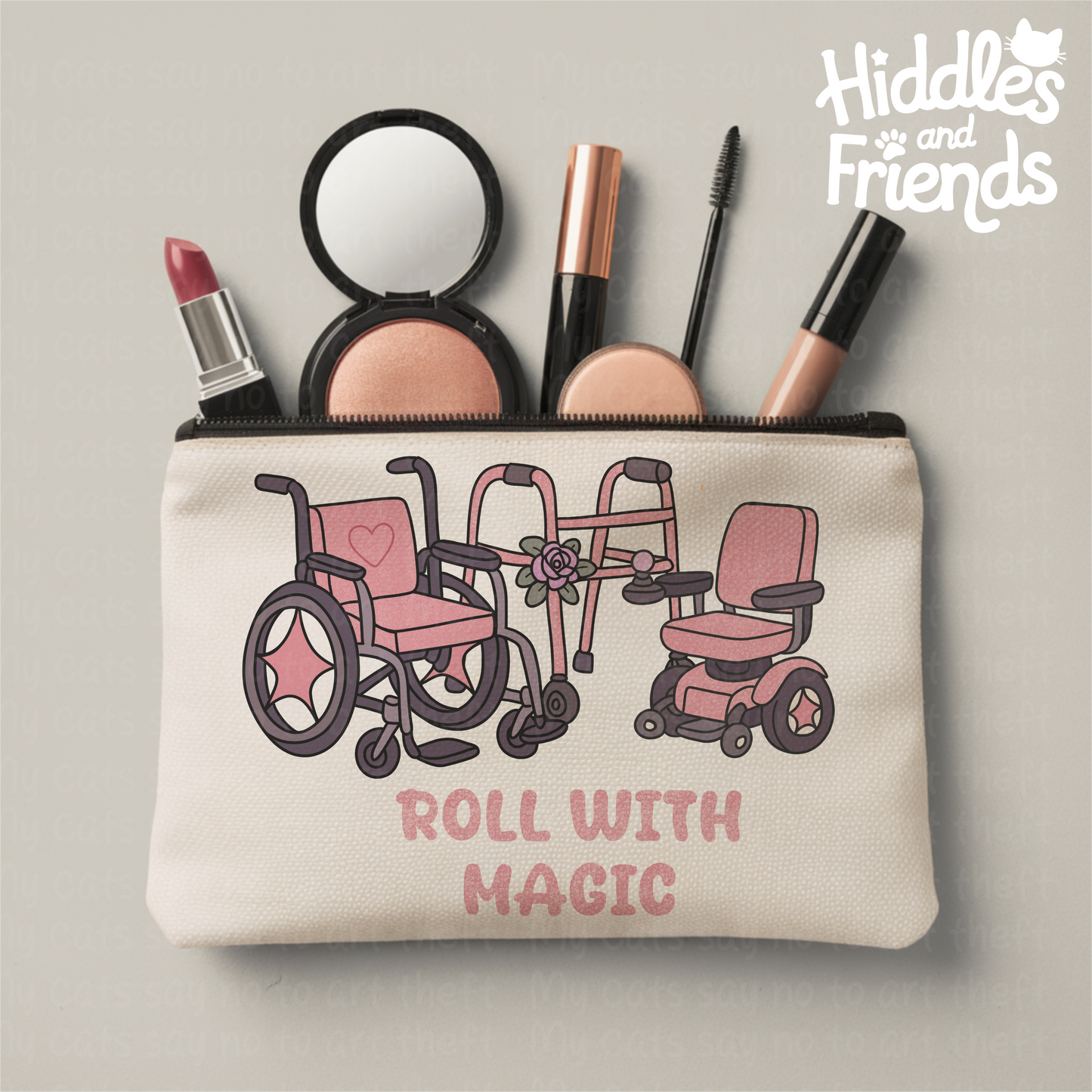 Roll With Magic – Coquette Pink Glitter Mobility Aid Sticker