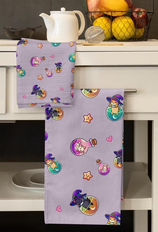 Cats in Potions Seamless Pattern