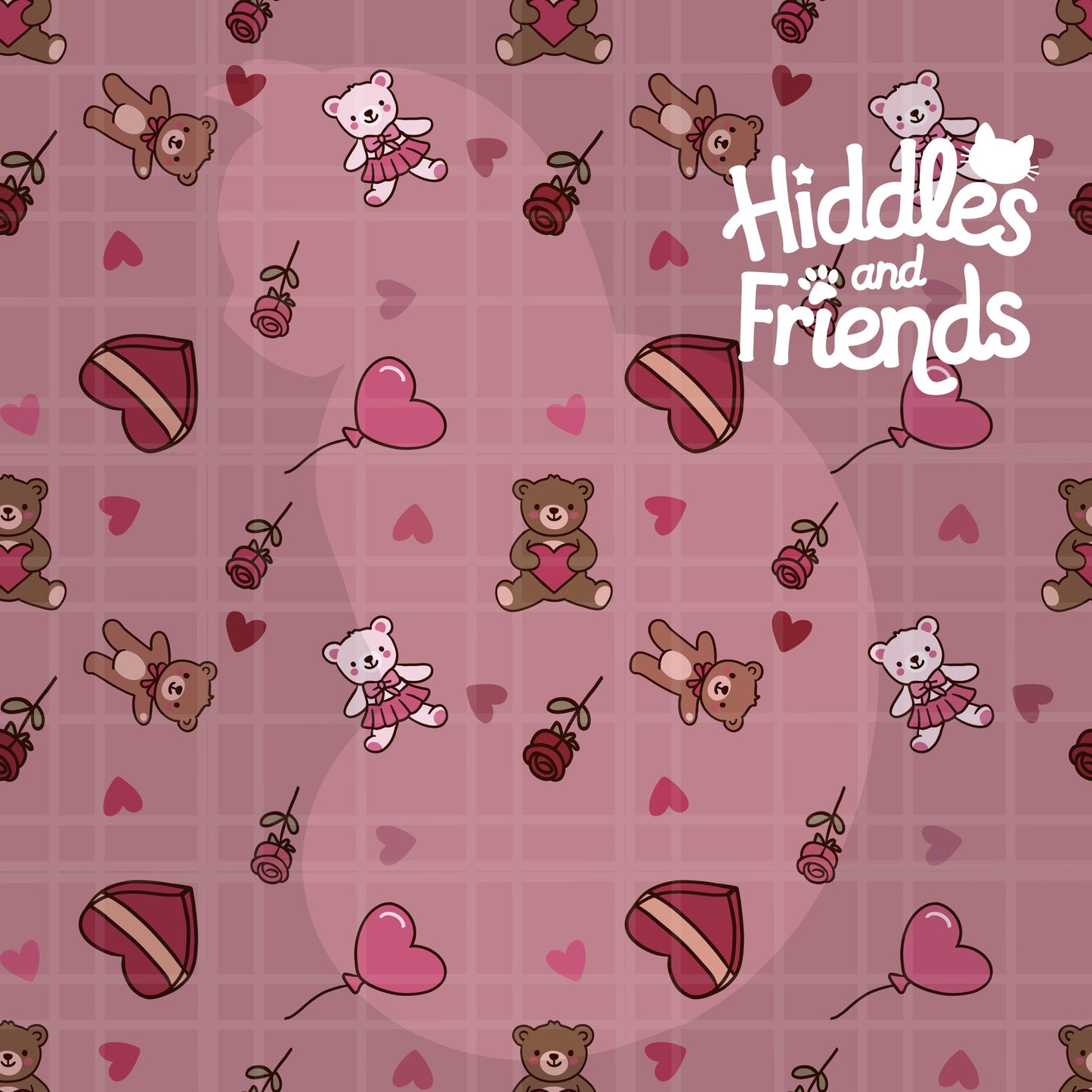 Valentine Bears & Roses Seamless Pattern