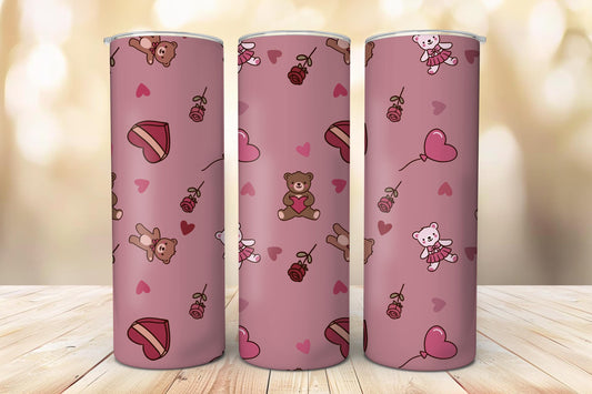 Valentine Bears & Roses Seamless Pattern