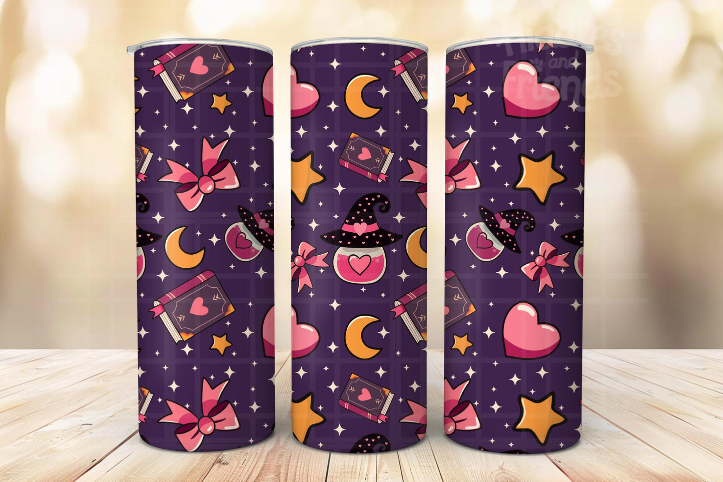 Purple Witchy Valentine Seamless Pattern