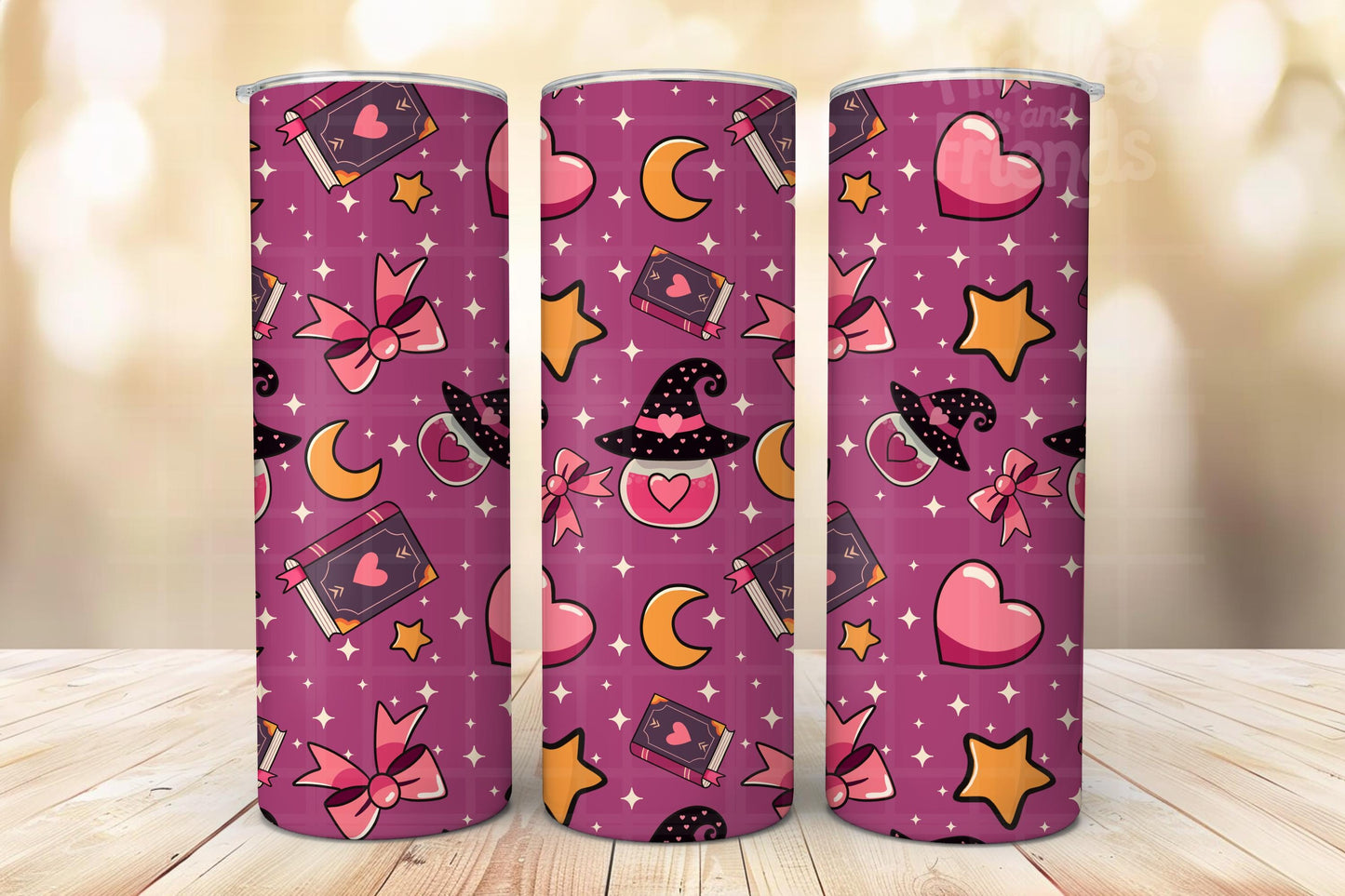 Pink Witchy Valentine Seamless Pattern