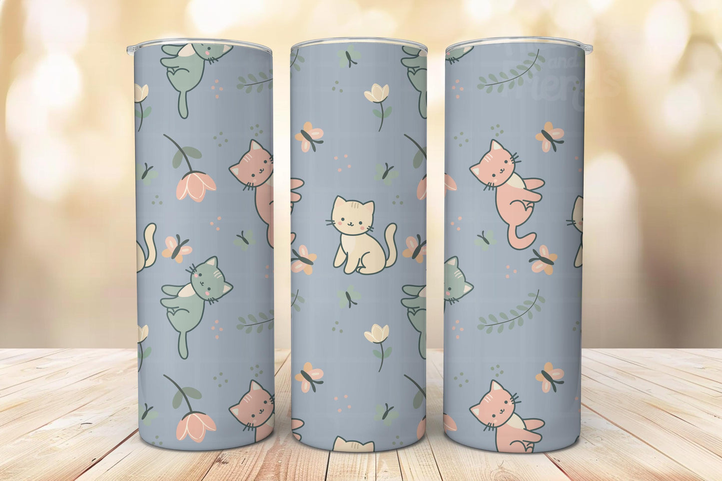 Kittens and Flowers Seamless Pattern