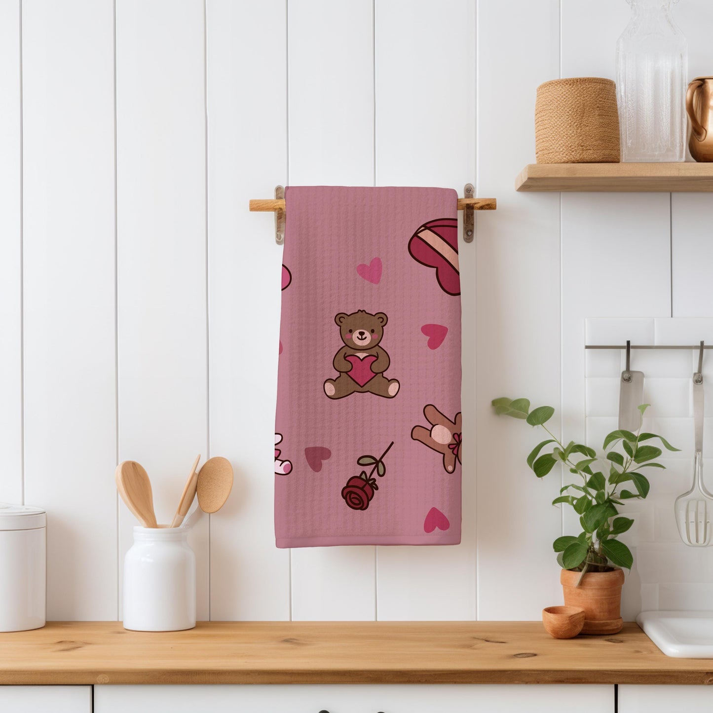 Valentine Bears & Roses Seamless Pattern