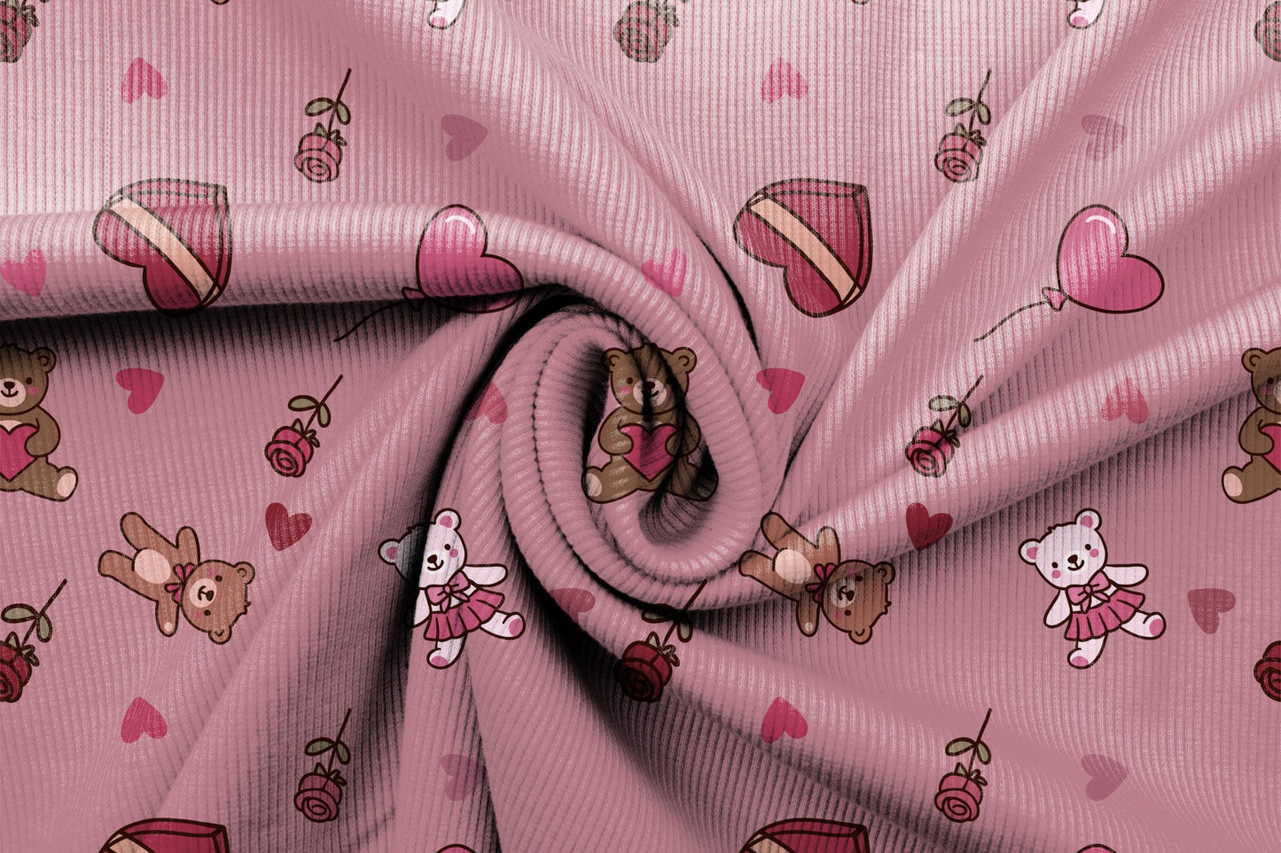 Valentine Bears & Roses Seamless Pattern