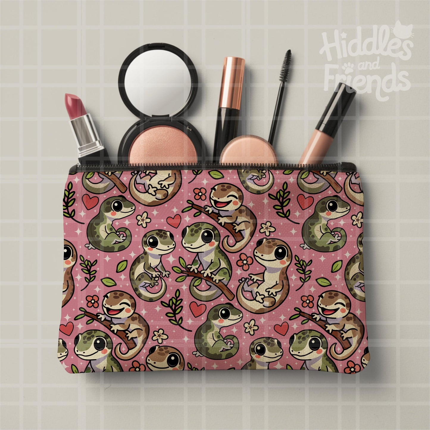 Pink Leachie Geckos Seamless Pattern