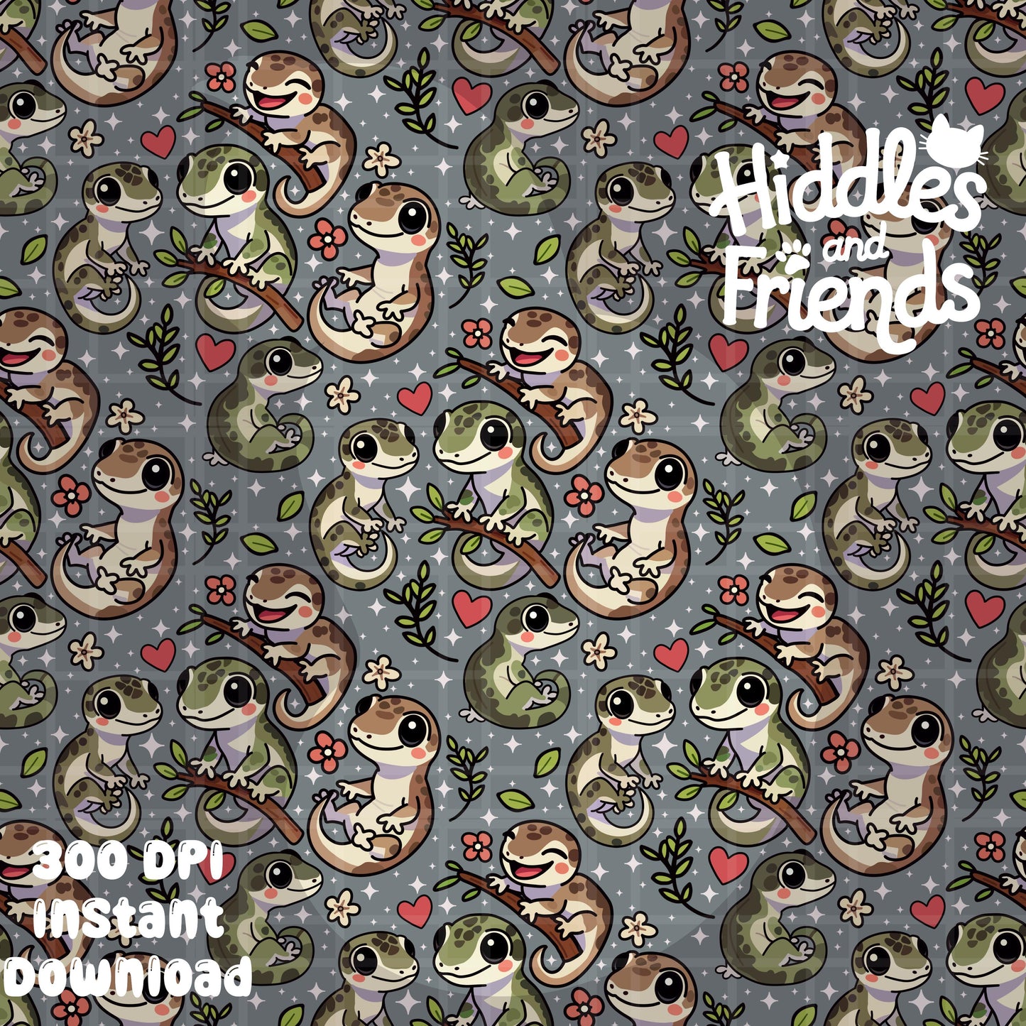 Teal Leachie Geckos Seamless Pattern