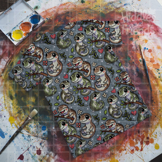 Teal Leachie Geckos Seamless Pattern