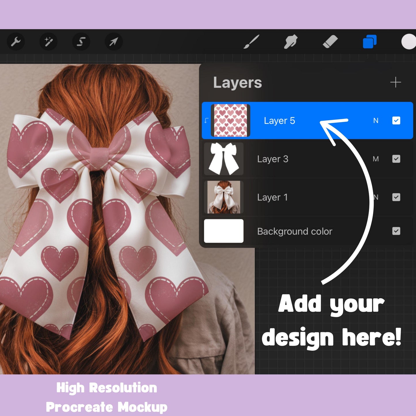 Hair Bow Mockup Editable Procreate