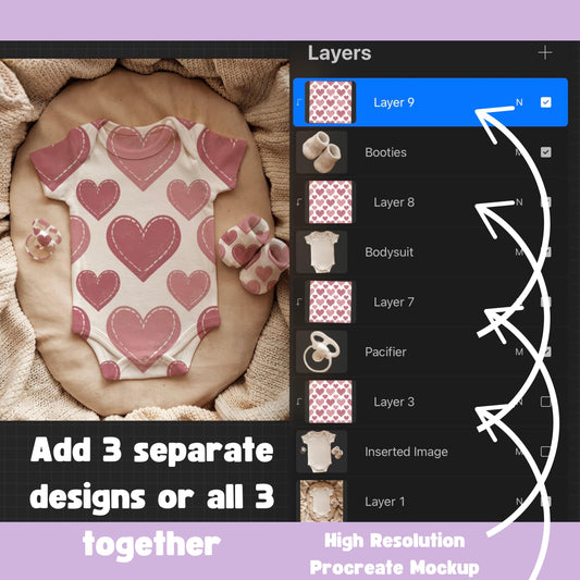 Baby Outfit Trio Mockup for Procreate