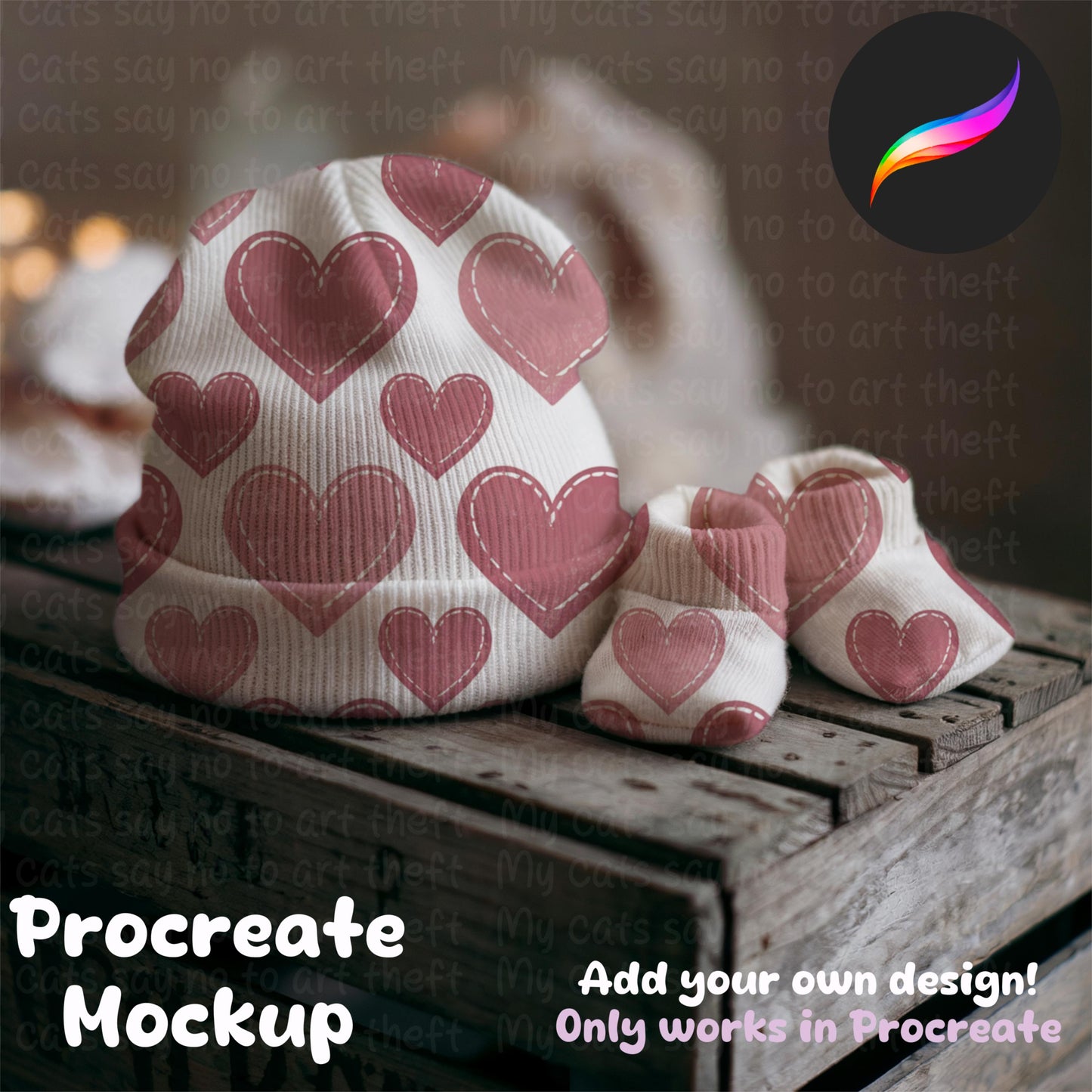 Baby Hat and Booties Editable Procreate Mockup