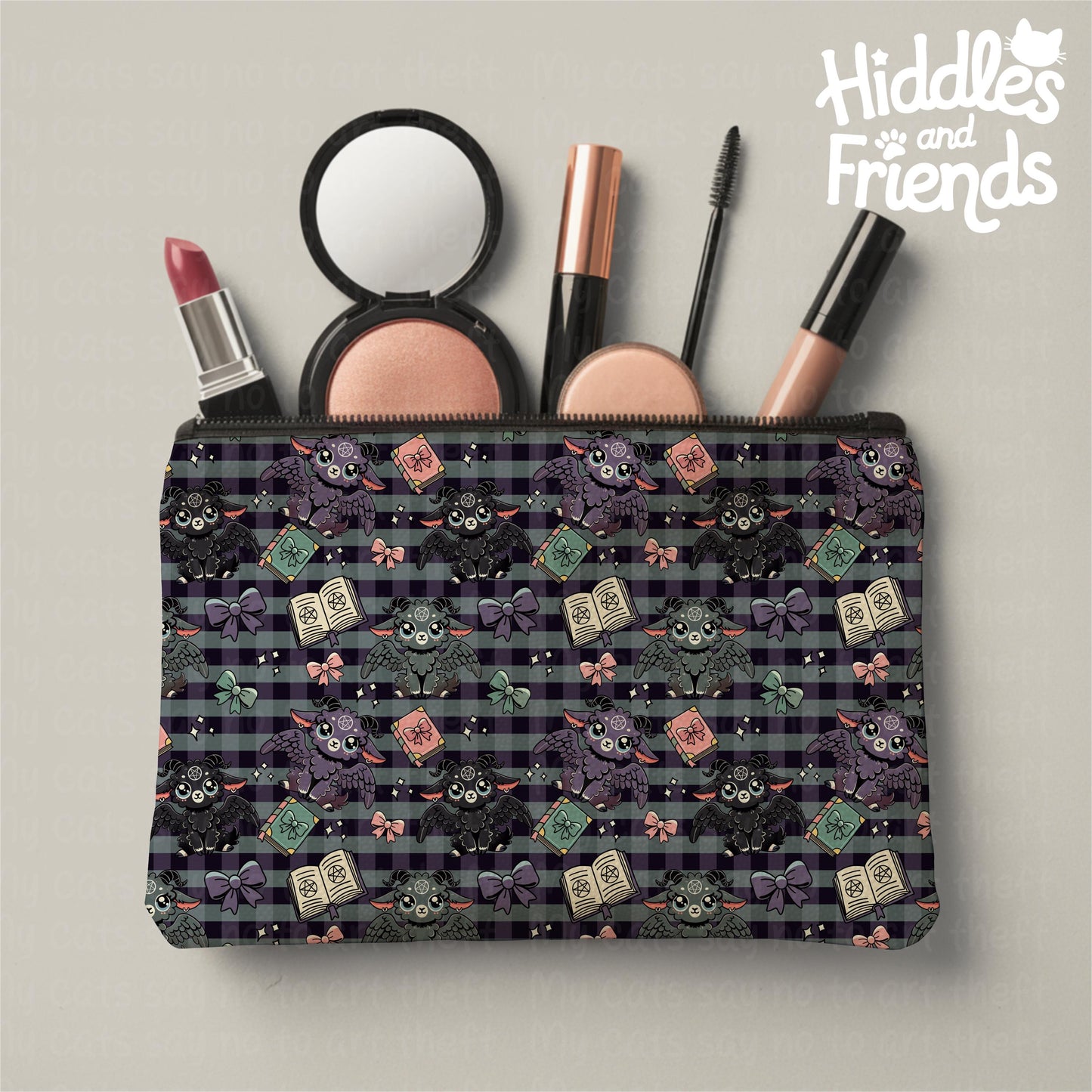 Cute Baphomet Spellbooks & Bows Seamless Pattern