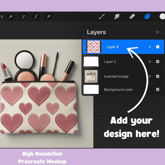 Makeup Bag Editable Procreate Mockup