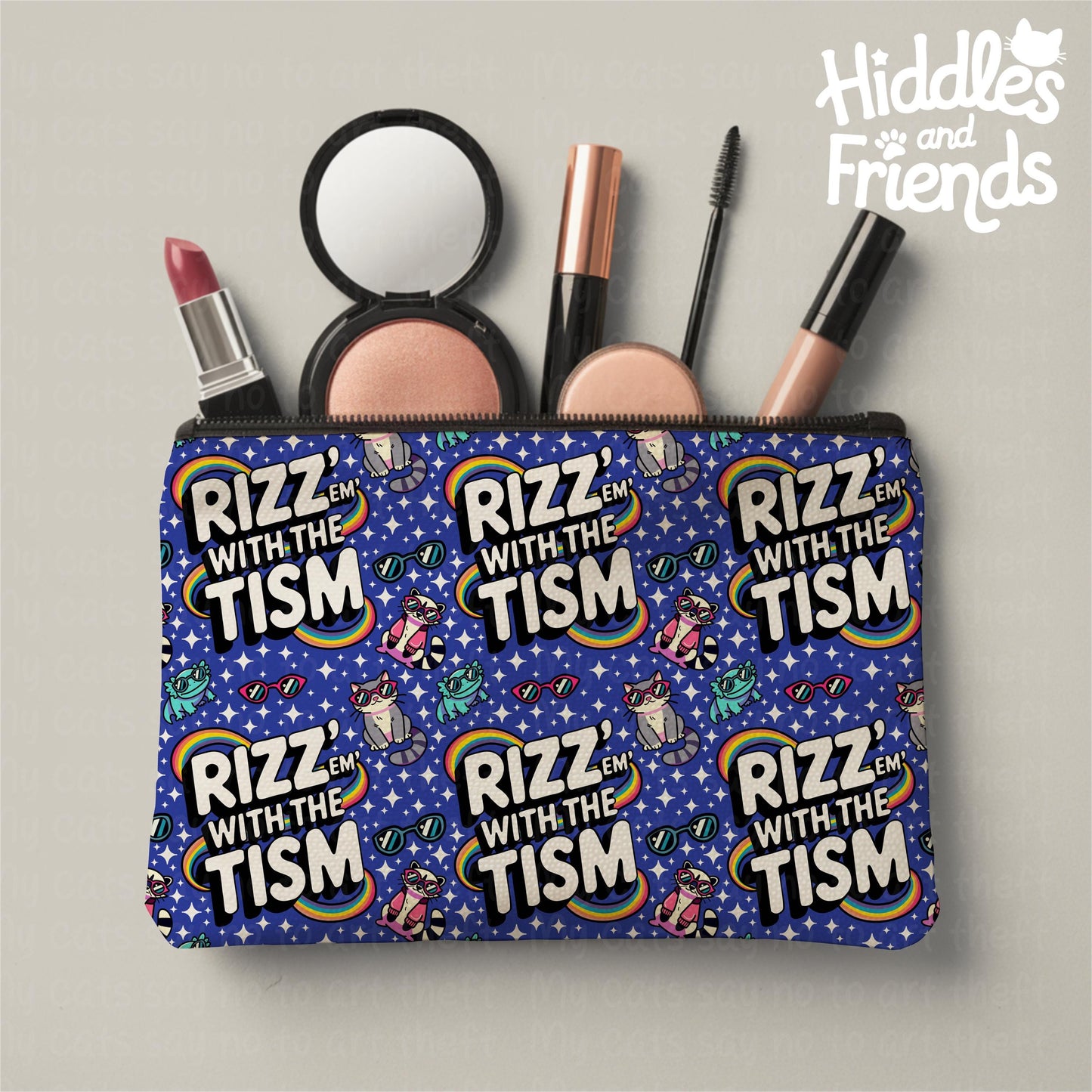 Rizz 'Em With The Tism Seamless Pattern - Blue