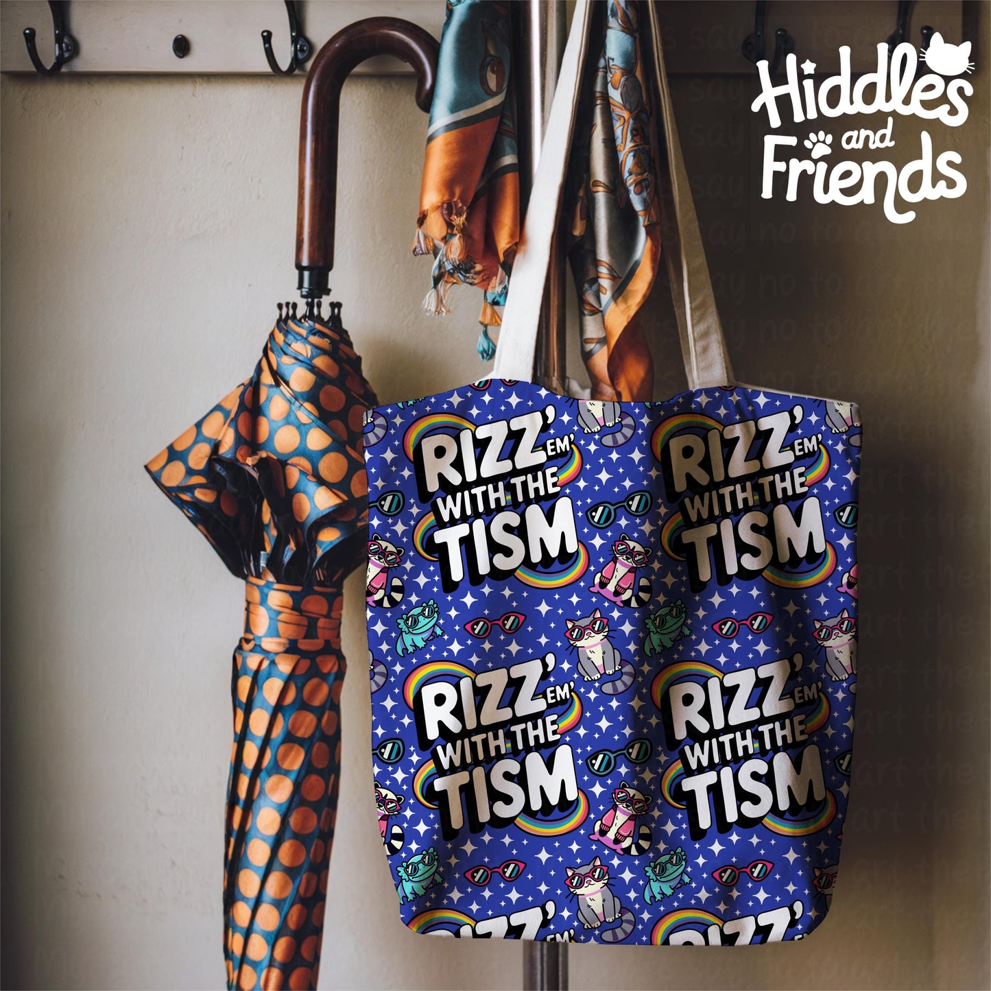 Rizz 'Em With The Tism Seamless Pattern - Blue