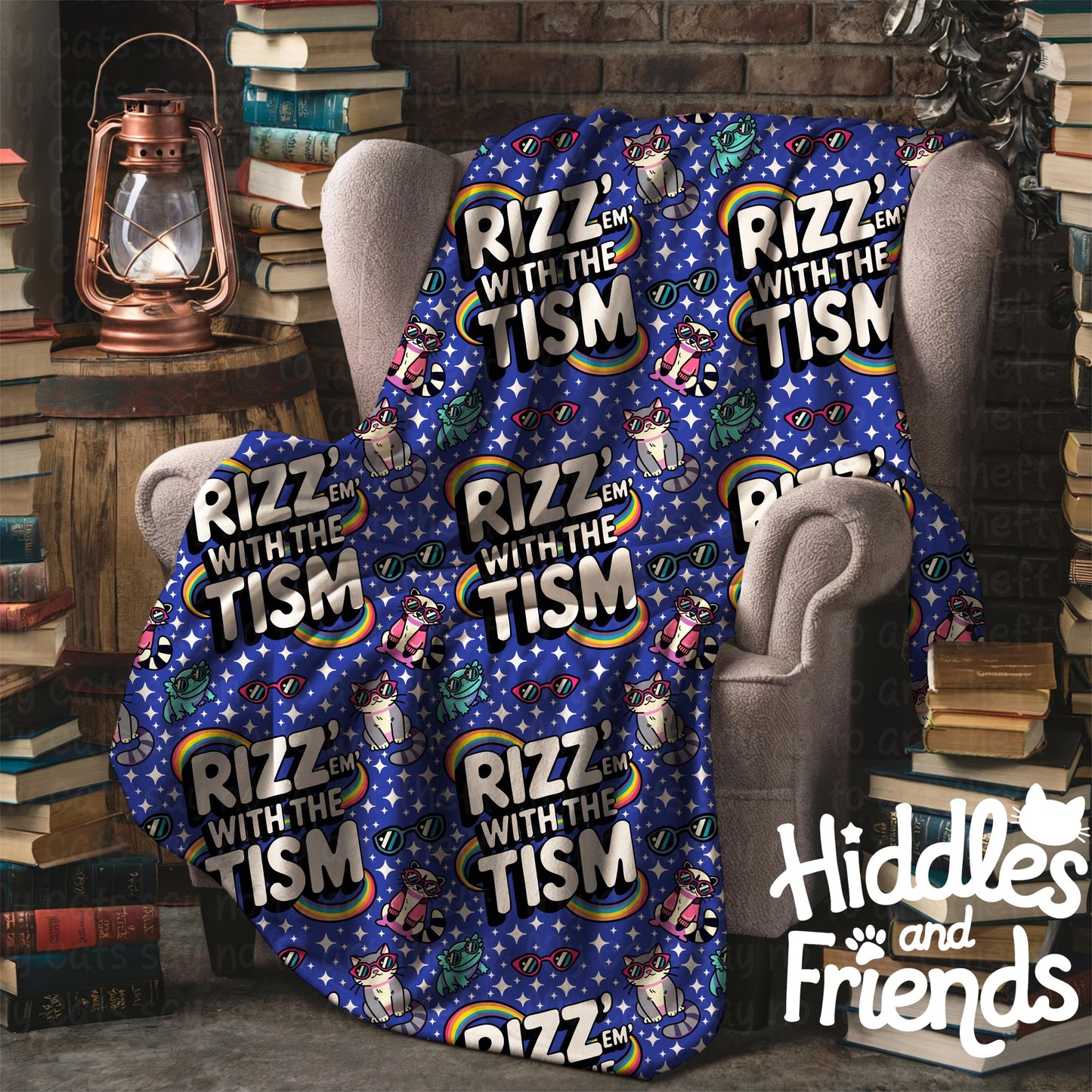 Rizz 'Em With The Tism Seamless Pattern - Blue