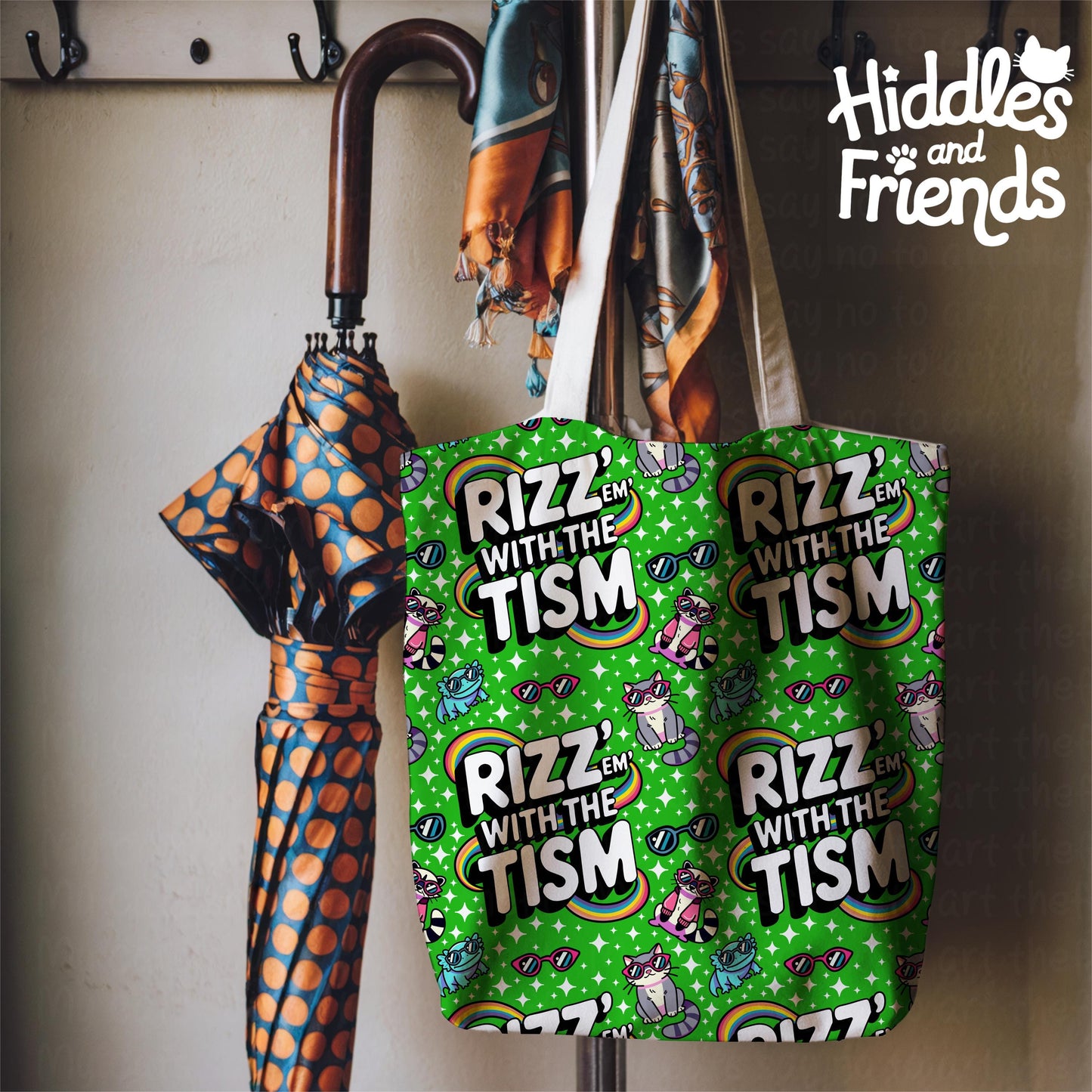 Rizz 'Em With The Tism Seamless Pattern -Green
