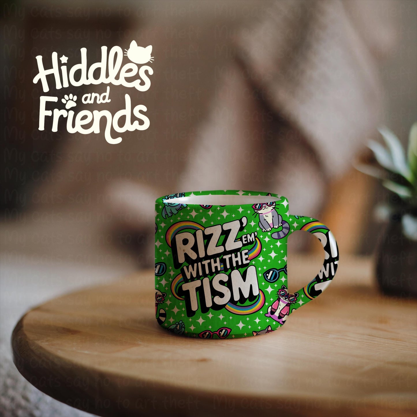 Rizz 'Em With The Tism Seamless Pattern -Green